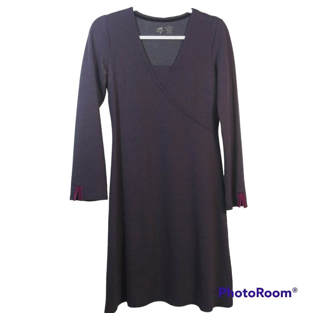 Horny Toad Purple Stripe Flexcel Long Sleeve Dress Athleisure Casual Size M